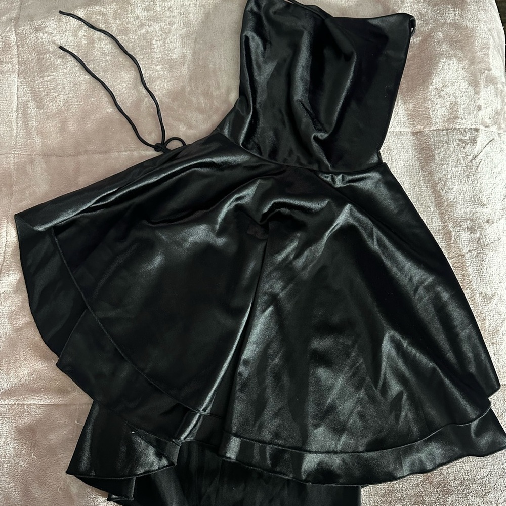 Oh Polly Black Satin Backless Dress